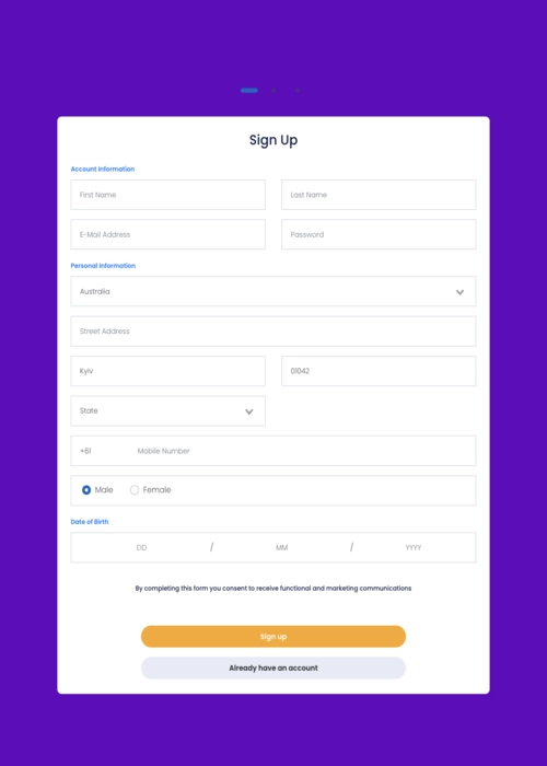 Quick player registration form A Big Candy Casino